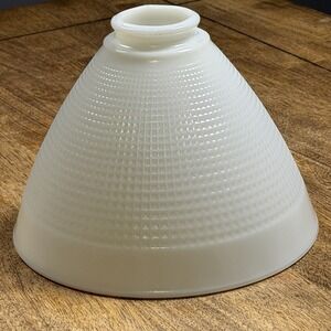 Vintage Milk Glass Stiffel Torchiere Lamp Shade Diffuser 8" Waffle Pattern EVC